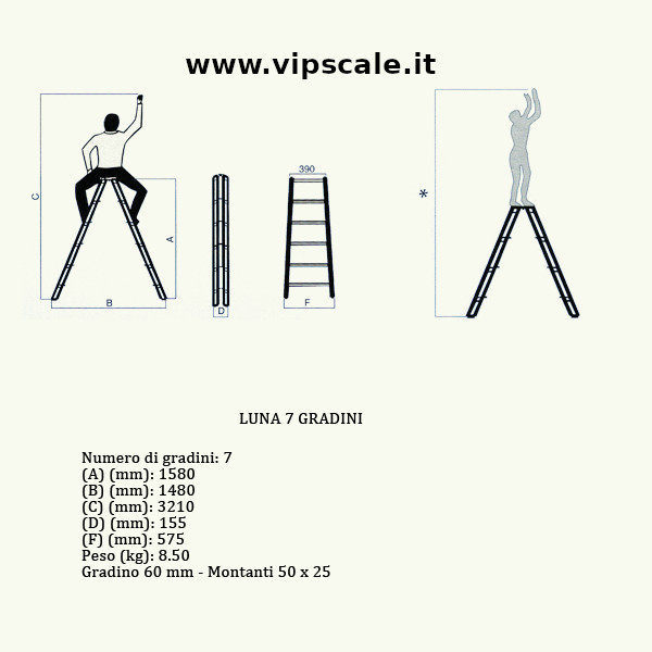 Scala Luna 7 gradini scale in alluminio - immagine 4