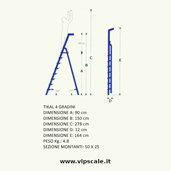 Scala Tikal 4 gradini scale in alluminio - immagine 3