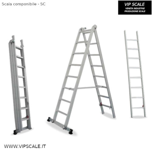 Scala in alluminio componibile a tre elementi -SC 12+12+12 gradini - immagine 2