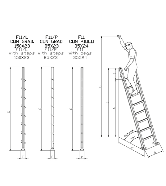 Scala in alluminio d'appoggio semplice F11 - immagine 2