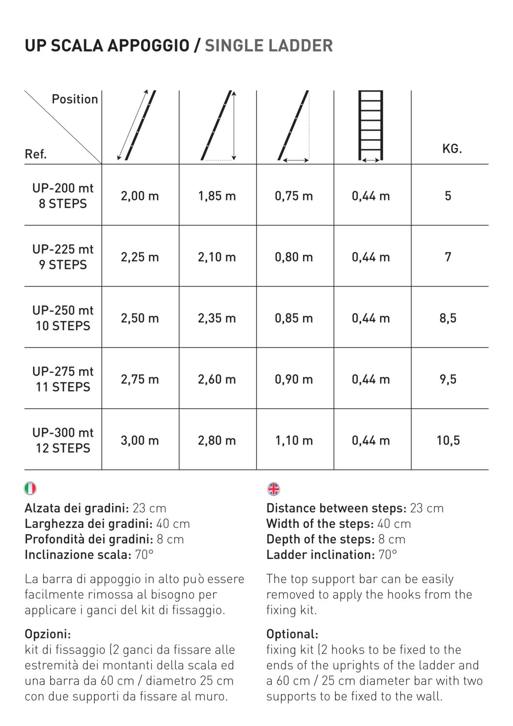 Scale per libreria in legno 12 gradini colore a scelta H300 cm - immagine 5